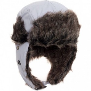 Skullies & Beanies Trooper Ear Flap Cap w/Faux Fur Lining Hat - Water Resistant Lt Grey - CI128FCNA7Z $38.64