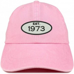 Baseball Caps Established 1973 Embroidered 47th Birthday Gift Pigment Dyed Washed Cotton Cap - Pink - C3180N4D9DM $32.35