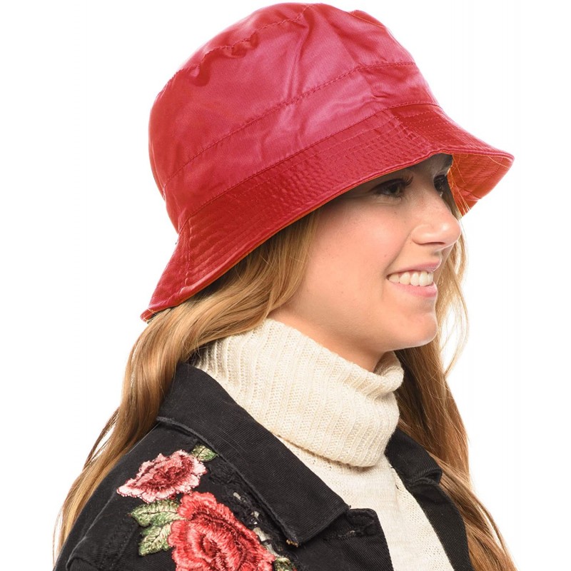 Rain Hats Adjustable Waterproof Bucket Rain Hat in Nylon- Easy to fold CL3056 - Cl3056burgundy - CE18IRWEK0R $30.54