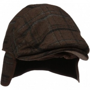 Newsboy Caps Men's Wool Blend Plaid Ivy Hat with Earflaps - Brown - CD11H4IN2HB $54.85