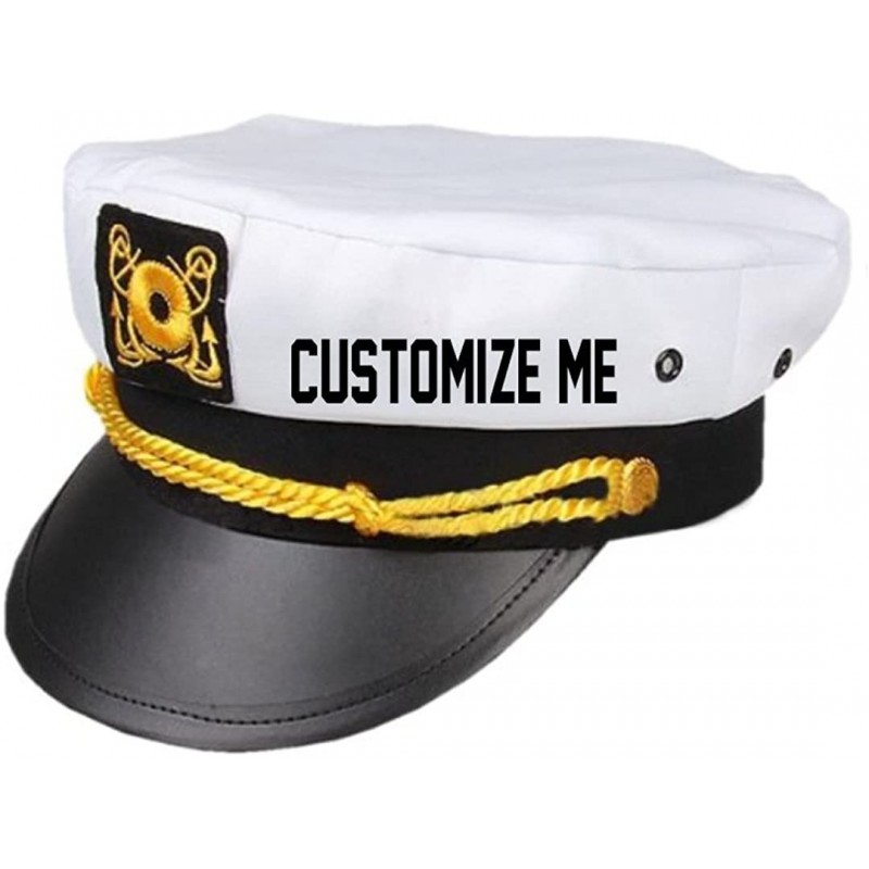Baseball Caps Custom Text Captain Hat Name Gift for Skipper Sailor Boating Adjustable White - CN18D4DGL3M $39.04