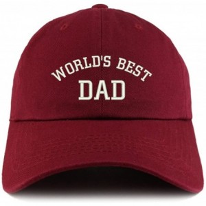 Baseball Caps World's Best Dad Embroidered Low Profile Soft Cotton Dad Hat Cap - Wine - CO18D56CER3 $38.79