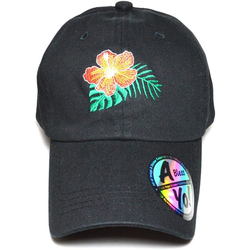 Baseball Caps Hawaii Flower Lei Embroidered Premium Quality Cotton Hat Golf Baseball Cap AYO1036 - Black - CN186IGWSOS $22.63