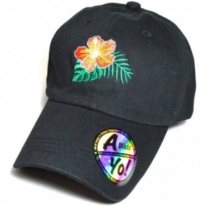 Baseball Caps Hawaii Flower Lei Embroidered Premium Quality Cotton Hat Golf Baseball Cap AYO1036 - Black - CN186IGWSOS $22.63