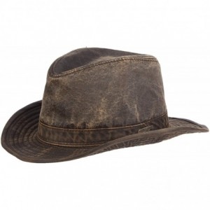 Fedoras Men's Indiana Jones Weathered Cotton Hat - Dark Brown - CI112BFVQED $79.75