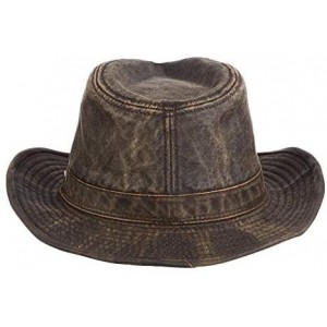 Fedoras Men's Indiana Jones Weathered Cotton Hat - Dark Brown - CI112BFVQED $66.31