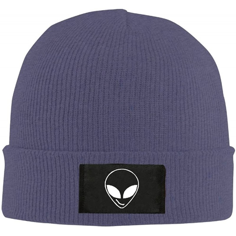 Skullies & Beanies Cool Beanie Alien Smiling Stick Figures Funny Beanie Hat - Navy - CC12MXVO0OF $15.78