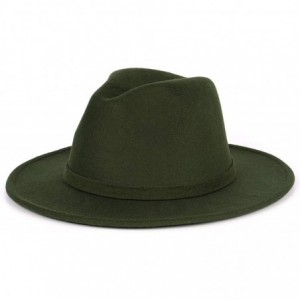 Fedoras Men & Women Classic Felt Fedora Hat Vintage Wide Brim Panama Hat with Felt Buckle - Green - CM18YKA37GX $29.25