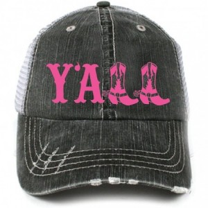 Baseball Caps Y'all Southern Country Women's Trucker Hat Cap - Hot Pink - CZ11RGQIK5Z $46.85