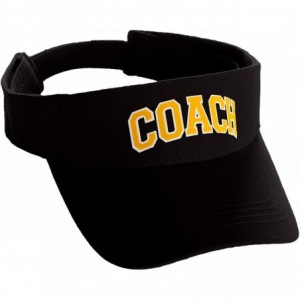 Baseball Caps Classic Sport Team Coach Arched Letters Sun Visor Hat Cap Adjustable Back - Black Hat White Gold Letters - CT18...