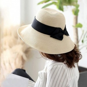 Sun Hats The New Womens Straw Hat Floppy Foldable Roll up Beach Cap Sun Hat - Beige-8020 - C21943EI88N $30.95