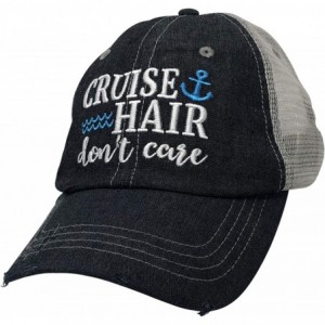 Baseball Caps Cruise Hair Don't Care Embroidered Baseball Hat Mesh Trucker Style Hat Cap Cruise Vacation Dark Grey - C018WKZY...