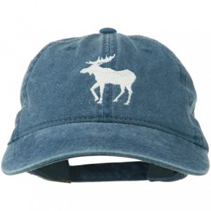 Baseball Caps American Moose Embroidered Washed Cap - Navy - CD11QLM692L $35.46