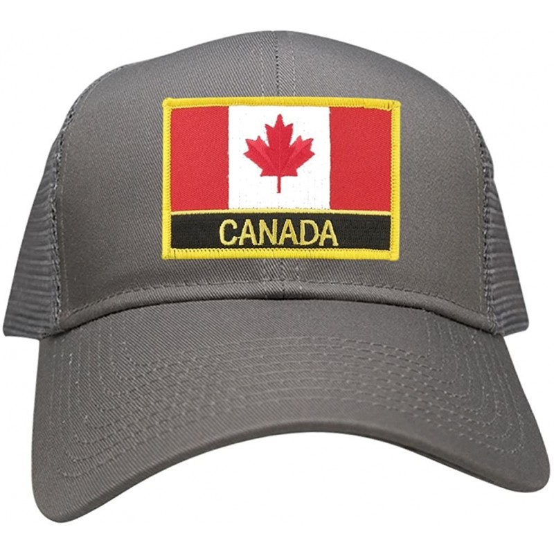 Baseball Caps Canada Flag Embroidered Iron on Patch with Text Adjustable Mesh Trucker Cap - Grey - C412MXZ69XG $27.02