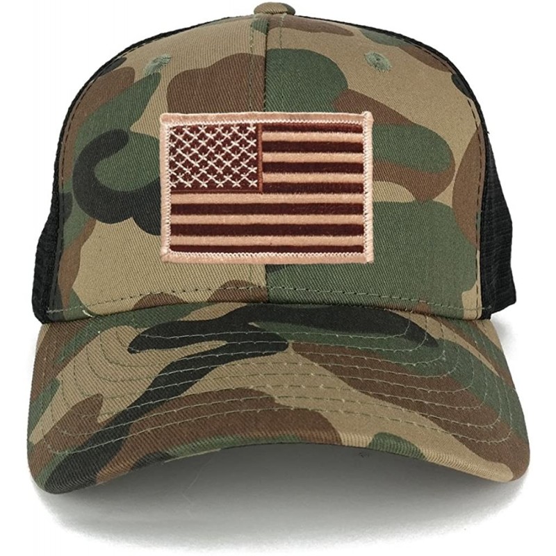 Baseball Caps US American Flag Embroidered Iron on Patch Adjustable Camo Trucker Cap - WWB - Desert Patch - CT12N00JYQ8 $30.01