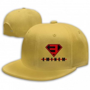 Baseball Caps Unisex Eminem Baseball Cap Flat Bill Hip Hop Hats Adjustable Snapback - Yellow - CA18YY7LAOX $22.73