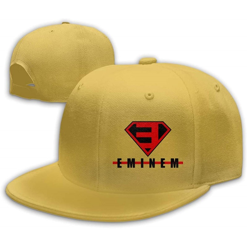 Baseball Caps Unisex Eminem Baseball Cap Flat Bill Hip Hop Hats Adjustable Snapback - Yellow - CA18YY7LAOX $24.12