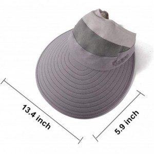 Sun Hats Sun Visor Hats for Women Large Brim Summer UV Protection Foldable Beach Cap - Grey+khaki - CQ18OYR9R42 $34.31