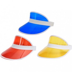Sun Hats Women Men Sun Visor Caps Transparent Colored Plastic Sun Hat Elastic Headband Solar Summer UV Protection Outdoor - C...