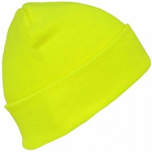 Skullies & Beanies High Visibility Neon Colored Cuffed Long Beanie Winter Hat - Neon Yellow - C712N38SQEG $23.06