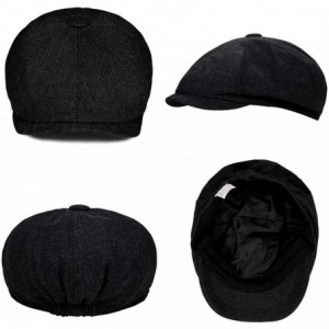 Newsboy Caps Men's Flat Cap Gatsby Newsboy Lvy Irish Hats Driving Cabbie Hunting Cap - Ca101-cotton-black - CX18U63TKWG $23.21