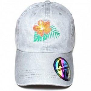 Baseball Caps Hawaii Flower Lei Embroidered Premium Quality Cotton Hat Golf Baseball Cap AYO1036 - Grey - C8186IEDKYN $22.16