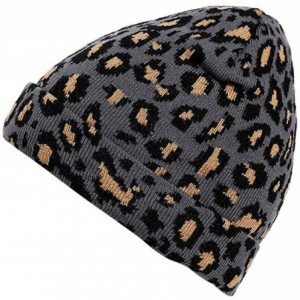 Newsboy Caps Unisex Classic Knit Beanie Women Men Winter Leopard Hat Adult Soft & Cozy Cute Beanies Cap - Gray - C2192R5R7XO ...