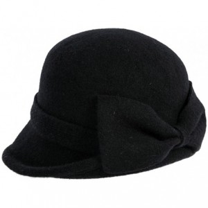 Bucket Hats Womens 1920s Vintage Wool Felt Cloche Bucket Bowler Hat Winter Crushable - 16209_black - CL12N10DB4T $39.27