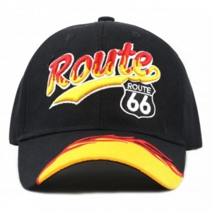 Baseball Caps 1100 Us Route 66 Embroidered Baseball Cap - Black2 - CL12CUDV1G3 $20.85