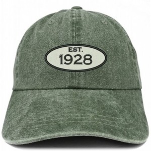Baseball Caps Established 1928 Embroidered 92nd Birthday Gift Pigment Dyed Washed Cotton Cap - Dark Green - C6180MXR3QQ $33.01