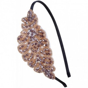 Headbands Womens Vintage 1920s Hand-Beads Retro Big Flower Leaf Flapper Headband - Yellow - CF18GZ8H5A8 $27.51