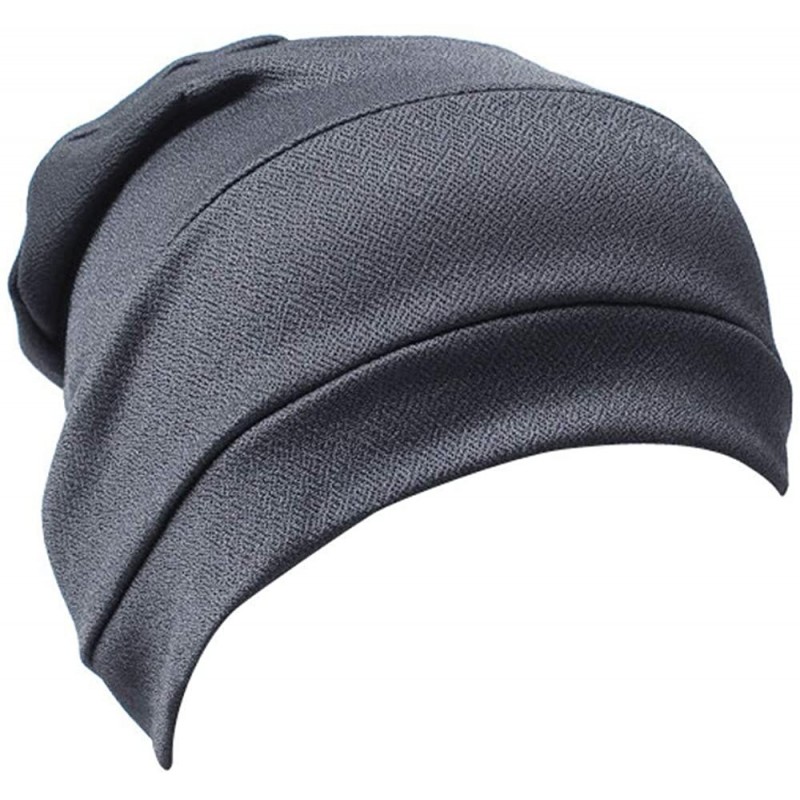 Skullies & Beanies Muslim Stretch Turban Hat Chemo Cap Hair Loss Head Scarf Wrap Hijib Cap - Gray - C618CT4O2LQ $17.52
