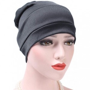 Skullies & Beanies Muslim Stretch Turban Hat Chemo Cap Hair Loss Head Scarf Wrap Hijib Cap - Gray - C618CT4O2LQ $17.52