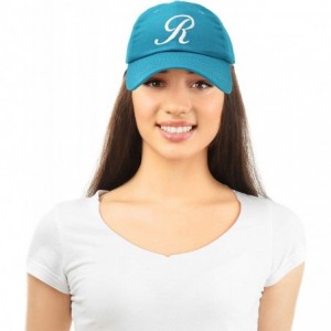 Baseball Caps Initial Hat Letter R Womens Baseball Cap Monogram Cursive Embroider - Teal - CM18U35OYZC $24.19