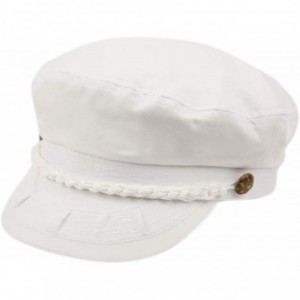 Newsboy Caps Greek Fisherman Sailor Hat Cap 100% Cotton - White - C318T062DC6 $29.96