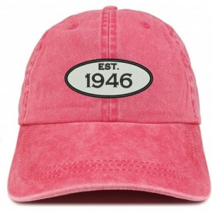 Baseball Caps Established 1946 Embroidered 74th Birthday Gift Pigment Dyed Washed Cotton Cap - Red - CD180MY8A5H $38.80