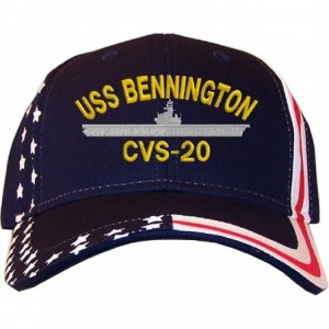 Baseball Caps USS Bennington CVS-20 Stars & Stripes Baseball Cap Navy - CR12LC84YX9 $35.65