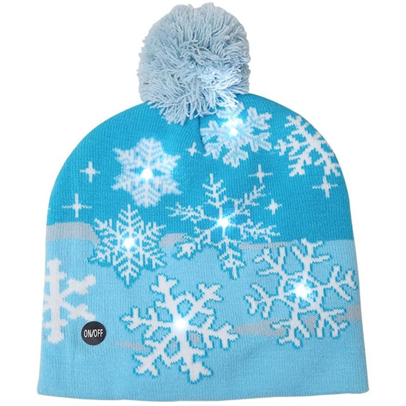 Skullies & Beanies LED Light up Hat Ugly Sweater Holiday Xmas Beanies - Snowflake - CI18AUWM0QL $17.95
