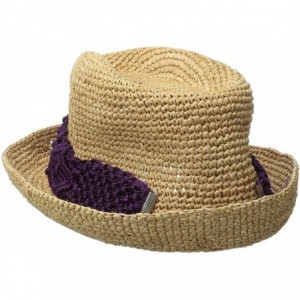 Sun Hats Women's Malia Crochet Raffia Sun Hat with Macrame Trim- Rated UPF 30 for Sun Protection - Purple - CB128ZTAPL7 $97.41