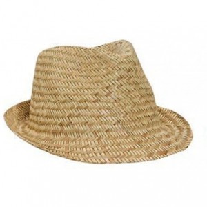 Fedoras Men's Natural Straw Pre-Curved Fedora Hats - Straw - CA12NZS57W9 $38.63