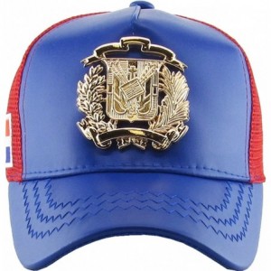 Baseball Caps Dominican Republic Gold Badge Wolf Rooster Tuna Trucker Cap Adjustable Snapback Hat - 0.royal/Red (Gold) - CW18...