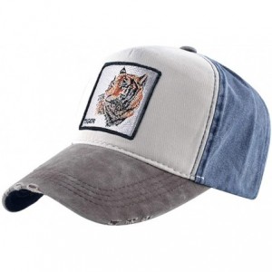Baseball Caps Unisex Animal Embroidered Baseball Caps Strapback Square Patch Dad Hat - Grey Blue Tiger - CZ18SWOSH0Q $31.10
