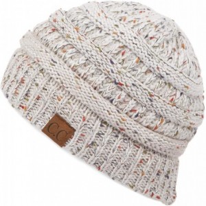 Skullies & Beanies Exclusives Unisex Ribbed Confetti Knit Beanie (HAT-33) - Oatmeal Ombre - CD18SHMTY2O $30.52