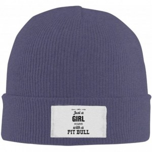 Skullies & Beanies Just A Girl in Love with A Pit Bull Warm Beanie Hats Black - Navy - CQ12KPOBKVP $16.62