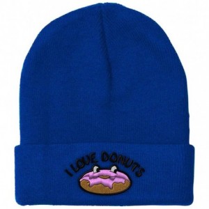 Skullies & Beanies Beanie for Men & Women I Love Donut Embroidery Acrylic Skull Cap Hat 1 Size - Royal Blue - CK18ZDNAWN3 $27.80