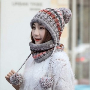 Skullies & Beanies Fleece Lined Women Knit Beanie Scarf Set for Girl Winter Ski Hat with Pompom - A1-gray - C918AY90N9A $31.11