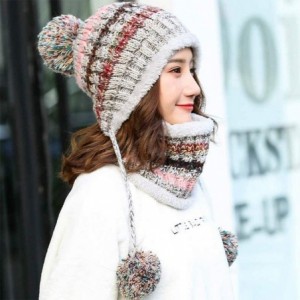 Skullies & Beanies Fleece Lined Women Knit Beanie Scarf Set for Girl Winter Ski Hat with Pompom - A1-gray - C918AY90N9A $31.11