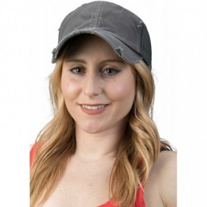Baseball Caps Women's Adjustable Athletic Trucker Hat Mesh Baseball Cap Dad Hat - Solid Distressed - Grey - CE18D6TR9QH $25.75