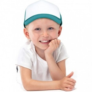 Baseball Caps Youth Mesh Trucker Cap - Adjustable Hat (S- M Sizes) - Teal/White - CG12O3SHE3T $18.11