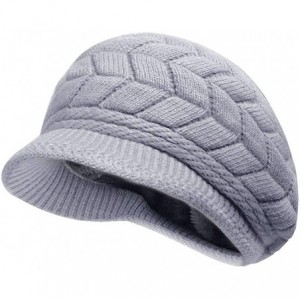 Skullies & Beanies Women Winter Warm Hat Knit Wool Snow Ski Hats Cap with Visor - Dark Gray - CF194KWDO0R $17.50